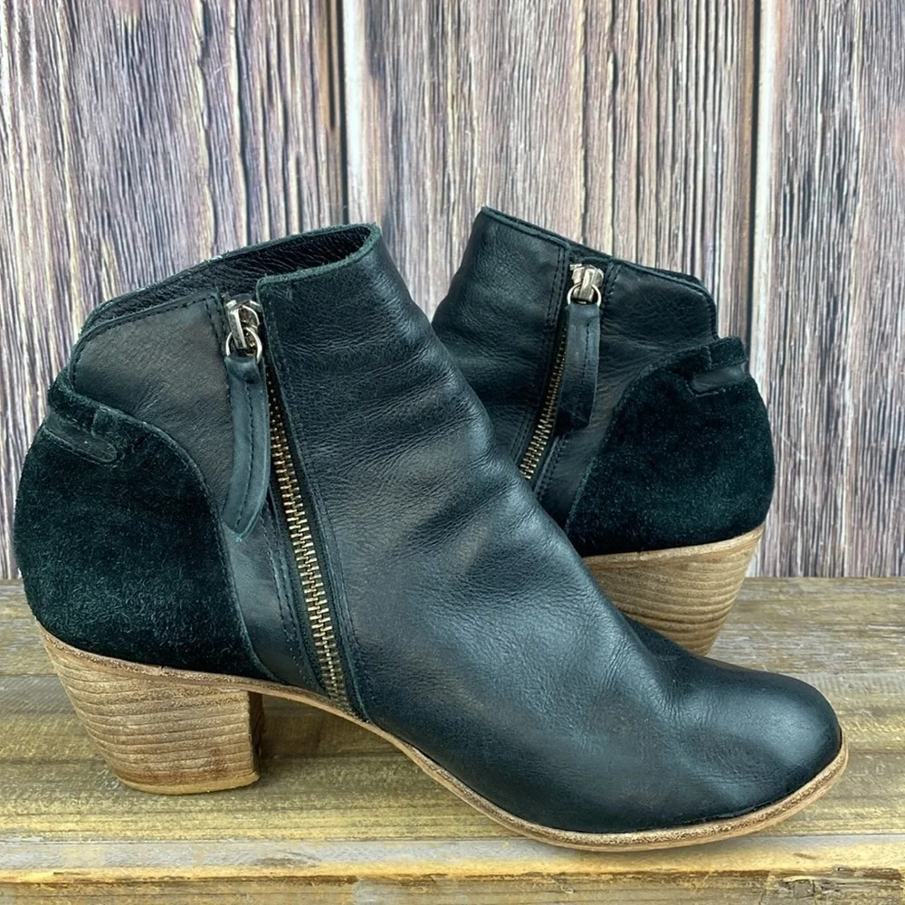 Matisse Lorenzo Black Leather Ankle Boots With Side Zipper- Size 8.5